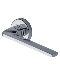 Polished Chrome Metro Angled Door Handle on Round Rose