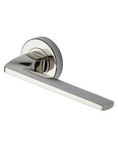 Polished Nickel Finish Metro Angled Door Handle on Round Rose