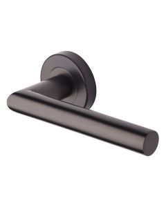 Matt Bronze Athena Door Handle on Round Rose