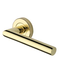 Polished Brass Athena Door Handle on Round Rose