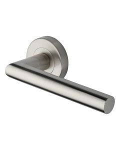 Satin Nickel Athena Door Handle on Round Rose