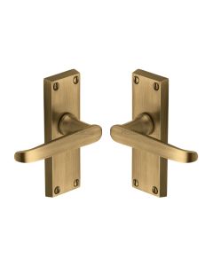 Heritage Brass Antique Brass Victoria Short Door Handle on Plate - Lever Latch