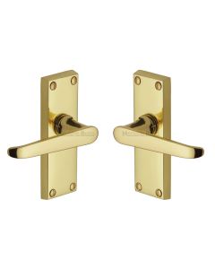 Heritage Brass Polished Brass Victoria Short Door Handle on Plate - Lever Latch