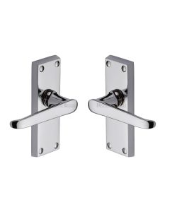 Heritage Brass Polished Chrome Victoria Short Door Handle on Plate - Lever Latch