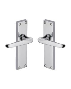 Heritage Brass Polished Chrome Victoria Door Handle on Plate - Lever Latch