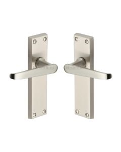 Heritage Brass Satin Nickel Victoria Door Handle on Plate - Lever Latch
