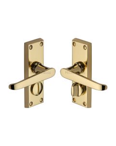 Heritage Brass Polished Brass Victoria Short Door Handle on Plate - Bathroom Set