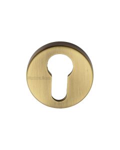 Antique Brass Euro Profile Cylinder Escutcheon Round - V4008