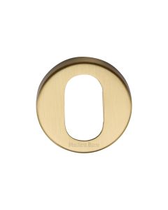 Satin Brass Oval Profile Cylinder Escutcheon Round - V4009