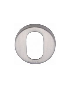 Satin Chrome Oval Profile Cylinder Escutcheon Round - V4009