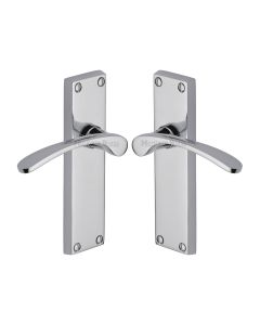 Heritage Brass Polished Chrome Sophia Door Handle on Plate - Lever Latch