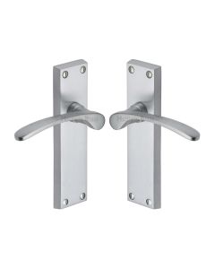 Heritage Brass Satin Chrome Sophia Door Handle on Plate - Lever Latch