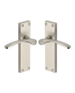 Heritage Brass Satin Nickel Sophia Door Handle on Plate - Lever Latch