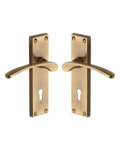 Heritage Brass Antique Brass Sophia Door Handle on Plate - Lever Lock