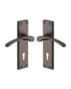 Heritage Brass Matt Bronze Sophia Door Handle on Plate - Lever Lock