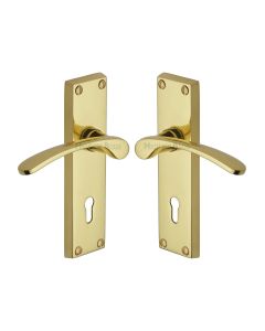 Heritage Brass Polished Brass Sophia Door Handle on Plate - Lever Lock