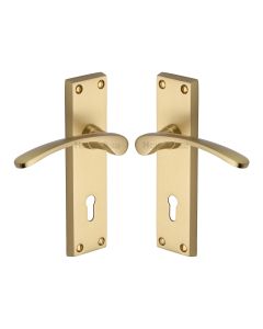 Heritage Brass Satin Brass Sophia Door Handle on Plate - Lever Lock