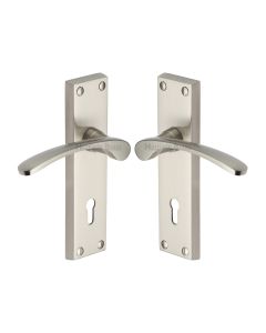 Heritage Brass Satin Nickel Sophia Door Handle on Plate - Lever Lock
