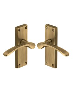 Heritage Brass Antique Brass Sophia Short Door Handle on Plate - Lever Latch