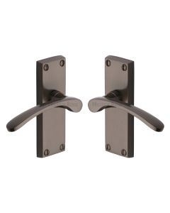 Heritage Brass Matt Bronze Sophia Short Door Handle on Plate - Lever Latch