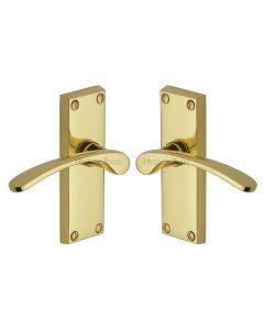 Heritage Brass Polished Brass Sophia Short Door Handle on Plate - Lever Latch