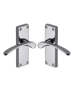 Heritage Brass Polished Chrome Sophia Short Door Handle on Plate - Lever Latch