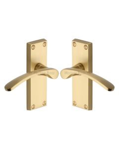 Heritage Brass Satin Brass Sophia Short Door Handle on Plate - Lever Latch