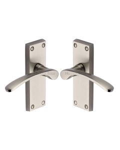 Heritage Brass Satin Nickel Sophia Short Door Handle on Plate - Lever Latch