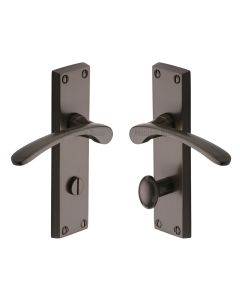 Heritage Brass Matt Bronze Sophia Door Handle on Plate - Bathroom Set