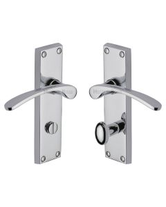 Heritage Brass Polished Chrome Sophia Door Handle on Plate - Bathroom Set