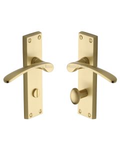 Heritage Brass Satin Brass Sophia Door Handle on Plate - Bathroom Set