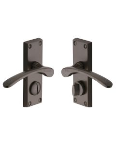 Heritage Brass Matt Bronze Sophia Short Door Handle on Plate - Bathroom Set
