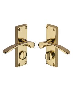 Heritage Brass Polished Brass Sophia Short Door Handle on Plate - Bathroom Set