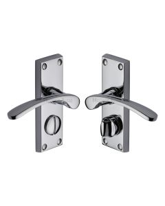 Heritage Brass Polished Chrome Sophia Short Door Handle on Plate - Bathroom Set