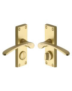 Heritage Brass Satin Brass Sophia Short Door Handle on Plate - Bathroom Set