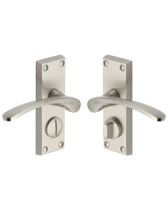 Heritage Brass Satin Nickel Sophia Short Door Handle on Plate - Bathroom Set