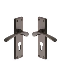 Heritage Brass Matt Bronze Sophia Door Handle on Plate - Euro Profile