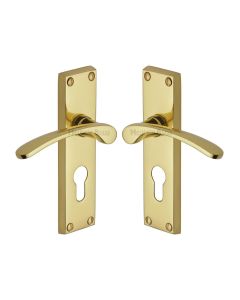 Heritage Brass Polished Brass Sophia Door Handle on Plate - Euro Profile