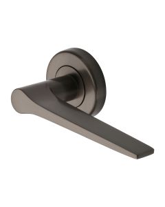 Matt Bronze Gio Door Handle on Round Rose