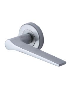 Satin Chrome Gio Door Handle on Round Rose