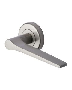 Satin Nickel Gio Door Handle on Round Rose