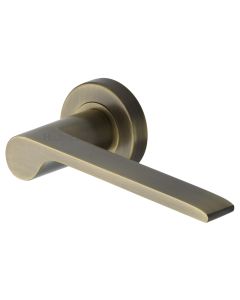 Antique Brass Julia Door Handle on Round Rose