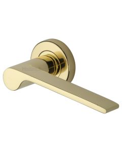 Polished Brass Julia Door Handle on Round Rose