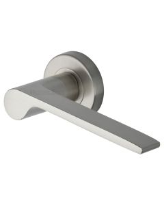 Satin Nickel Julia Door Handle on Round Rose
