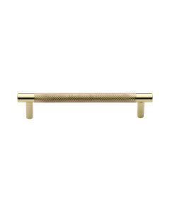 Heritage Brass Polished Brass Partial Knurled Cabinet Pull Handle 128mm