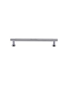 Heritage Brass Polished Chrome Partial Knurled Cabinet Pull Handle with Rose 16mm