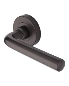 Matt Bronze Octave Door Handle on Round Rose