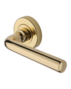 Polished Brass Octave Door Handle on Round Rose