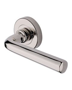Polished Nickel Finish Octave Door Handle on Round Rose