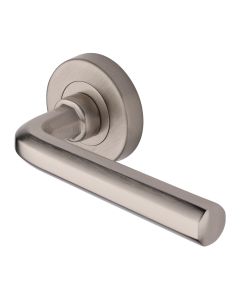 Satin Nickel Octave Door Handle on Round Rose